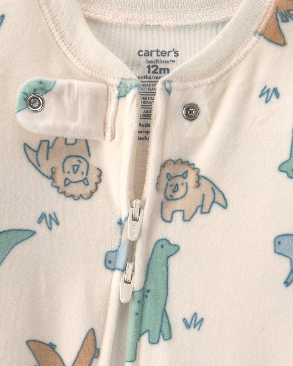 Pijama de terciopelo con antideslizantes, dinosaurios - Carter's