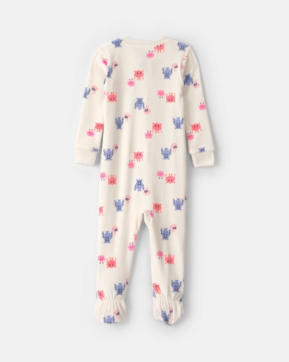 Pijama de terciopelo con pie bordado, monstruos - Carter's