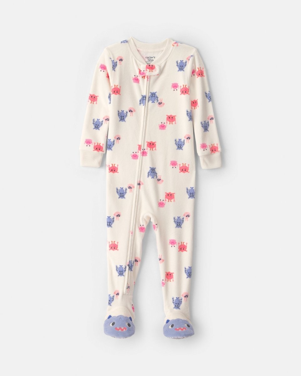 Pijama de terciopelo con pie bordado, monstruos - Carter's