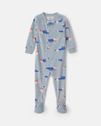 Pijama de terciopelo con pie, coches en azul - Carter's