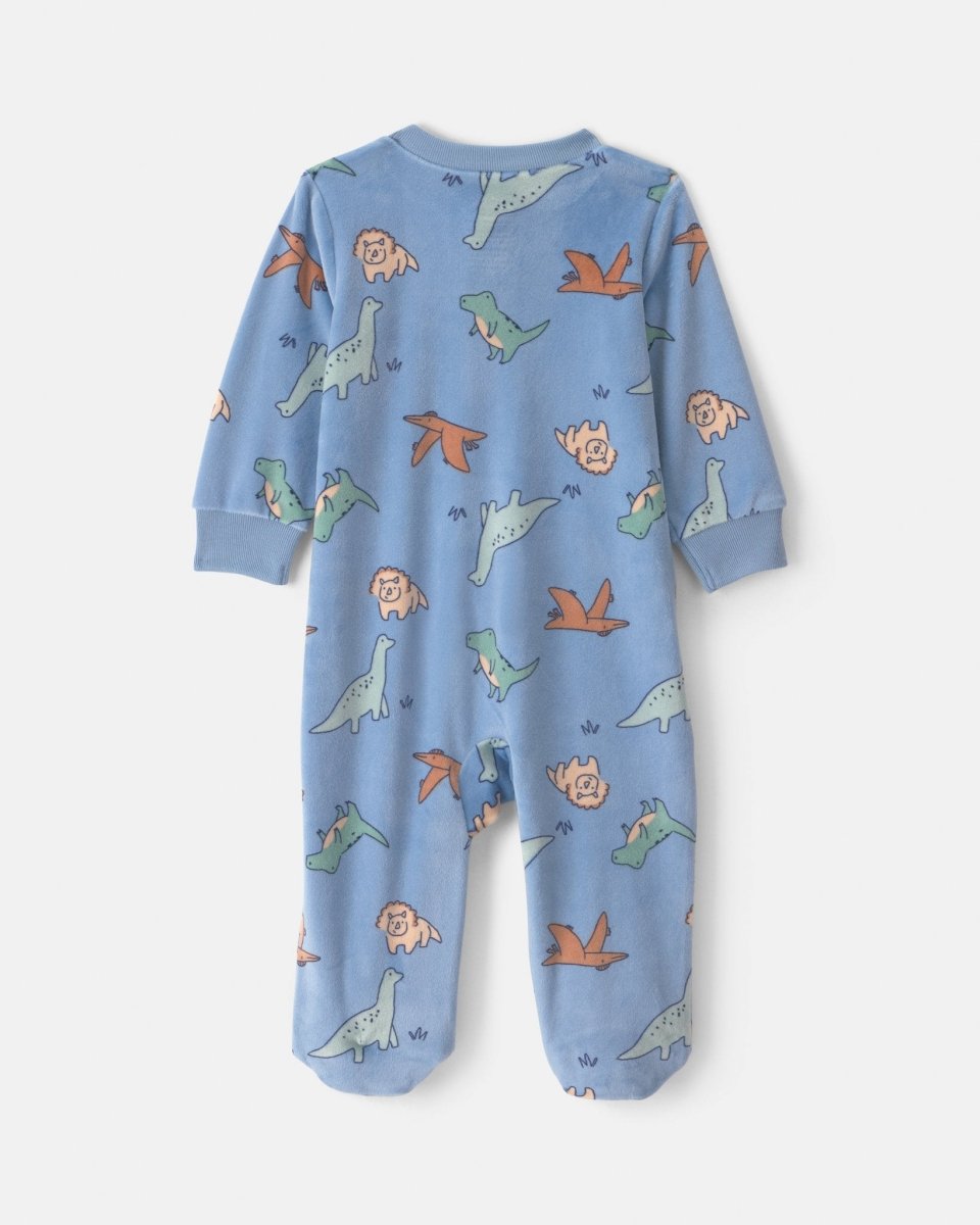 Pijama de terciopelo con pie, dinosaurios en azul - Carter's
