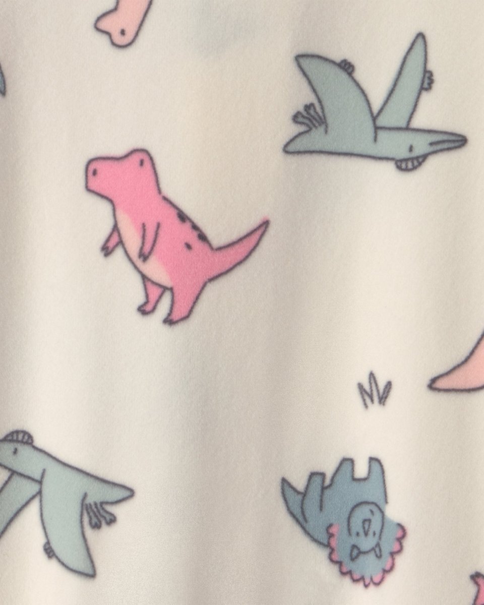 Pijama de terciopelo con pie, dinosaurios en crema - Carter's
