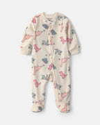 Pijama de terciopelo con pie, dinosaurios en crema - Carter's