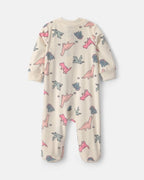 Pijama de terciopelo con pie, dinosaurios en crema - Carter's