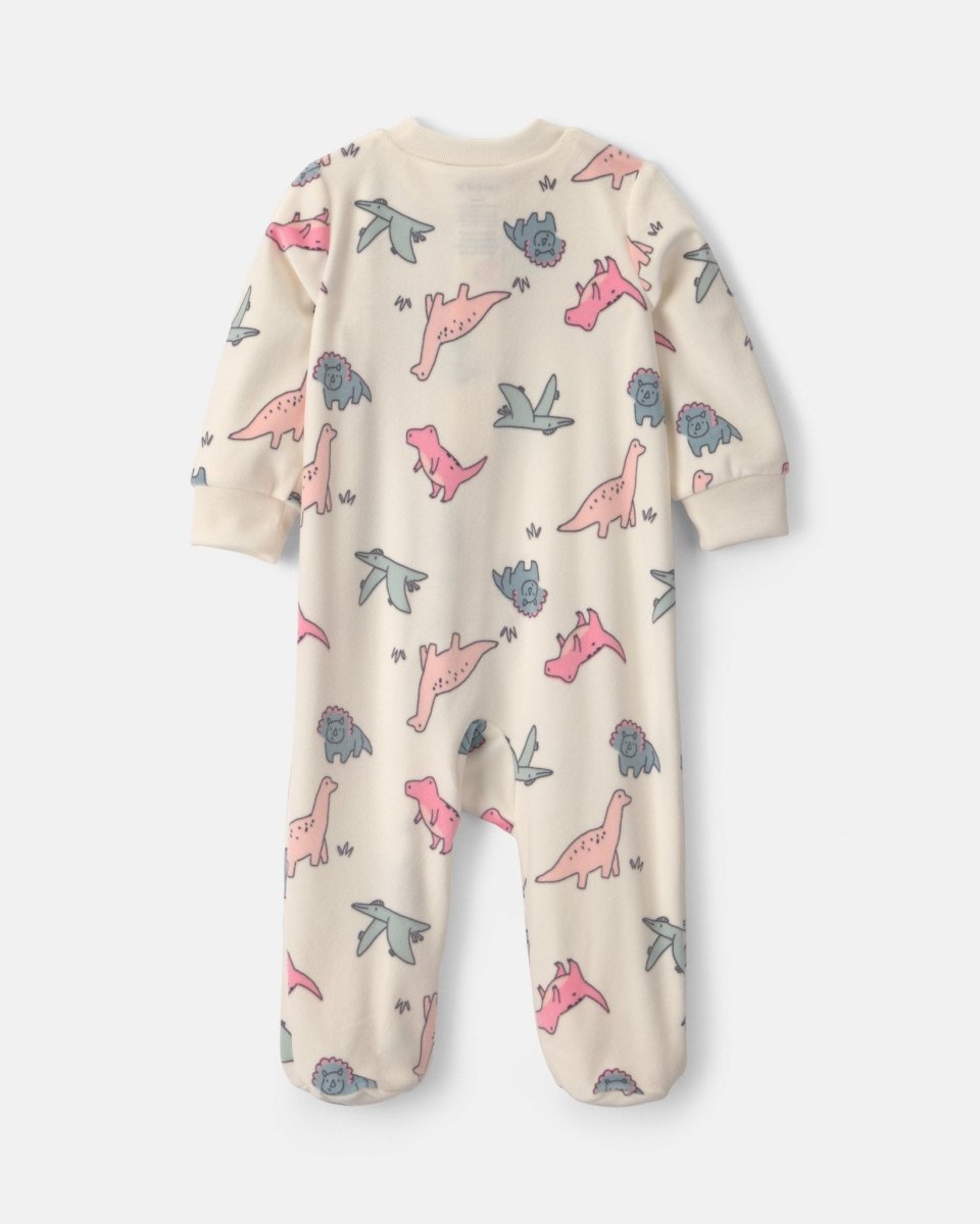 Pijama de terciopelo con pie, dinosaurios en crema - Carter's