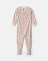 Pijama de terciopelo con pie, floral en crema