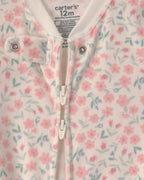 Pijama de terciopelo con pie, flores en crema - Carter's