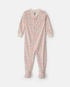 Pijama de terciopelo con pie, flores en crema - Carter's