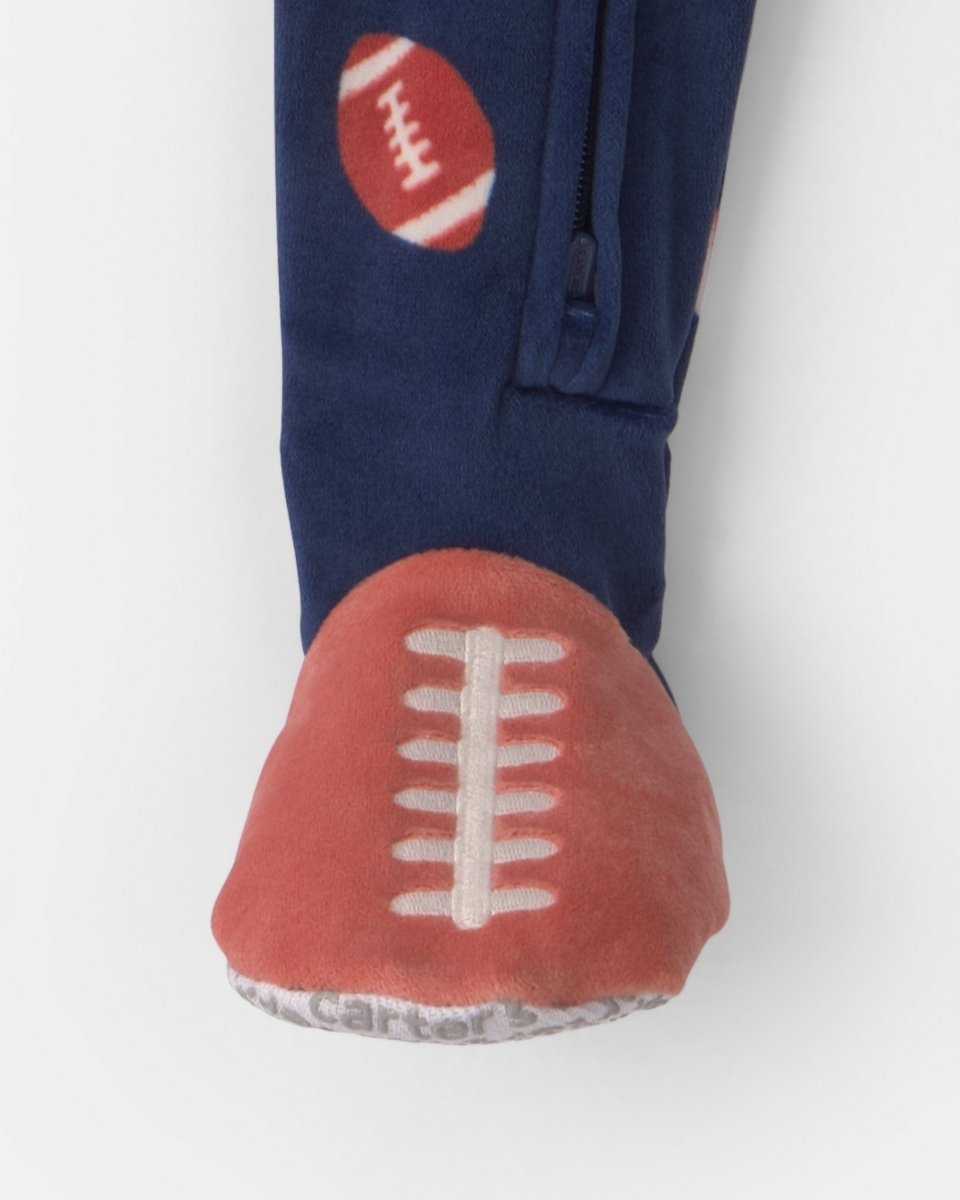 Pijama de terciopelo con pie, fútbol americano en azul - Carter's