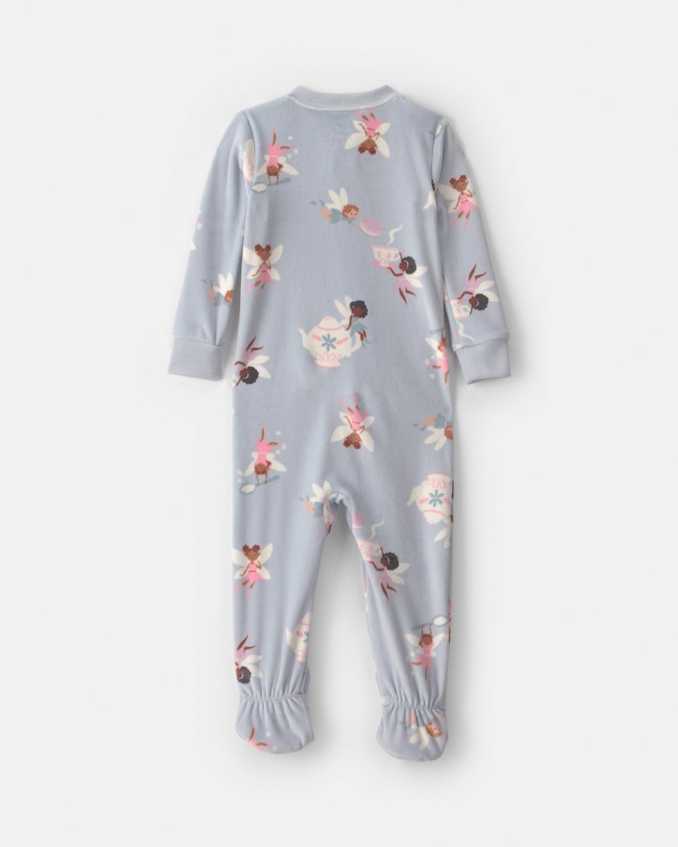 Pijama de terciopelo con pie, hadas en azul - Carter's