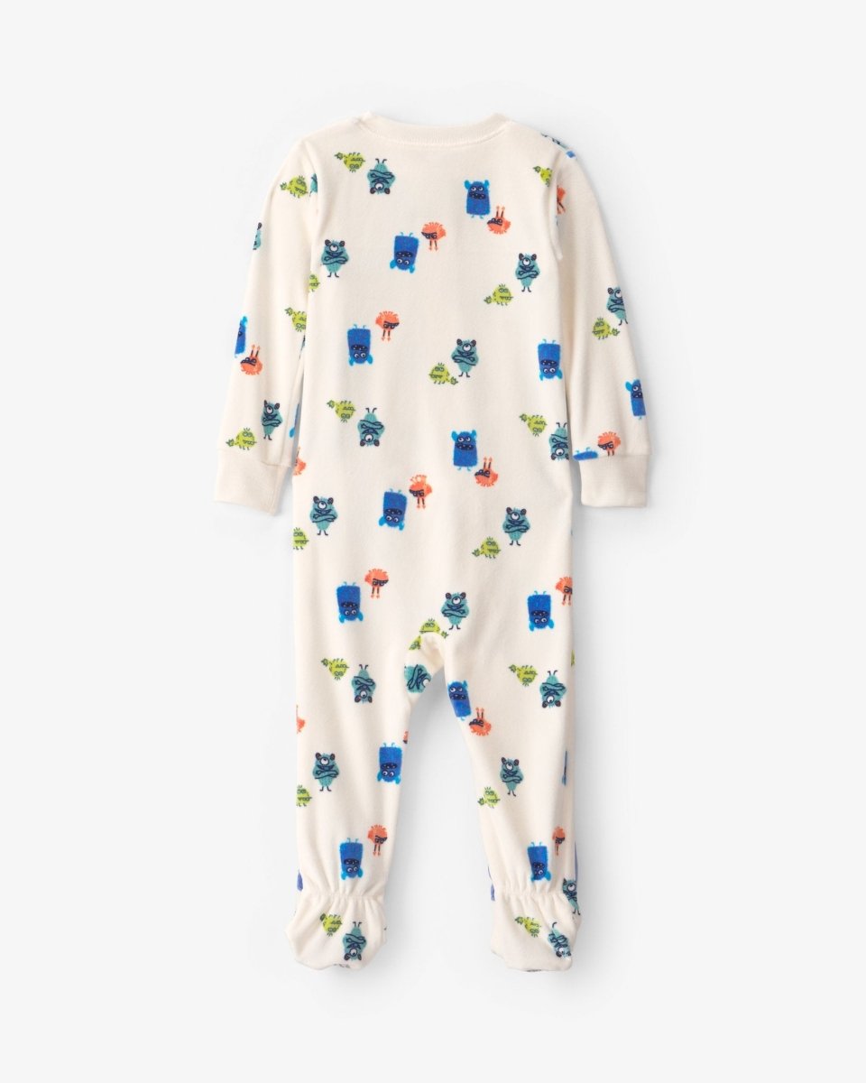 Pijama de terciopelo con pie, monstruos en crema - Carter's