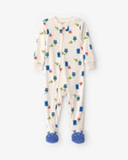 Pijama de terciopelo con pie, monstruos en crema - Carter's