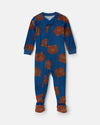 Velour footed pajamas, bears in navy, 2T-5T