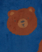 Pijama de terciopelo con pie, osos en azul marino - Carter's