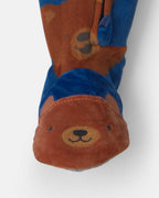 Pijama de terciopelo con pie, osos en azul marino - Carter's