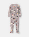 Velour footed pajamas, puppies in gray, 2T-5T