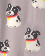 Pijama de terciopelo con pie, perritos en gris - Carter's