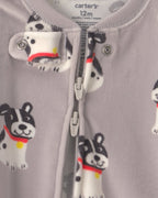 Pijama de terciopelo con pie, perritos en gris - Carter's