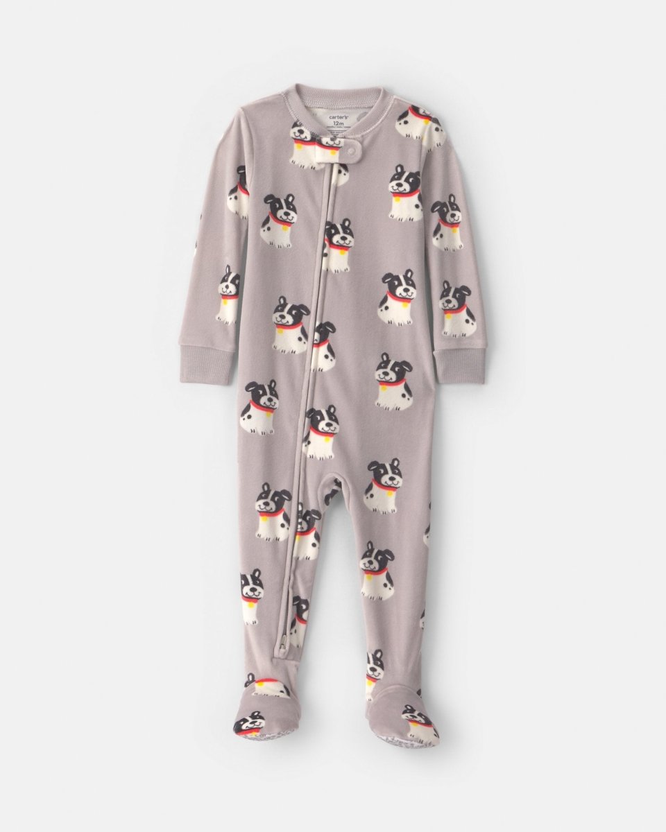 Pijama de terciopelo con pie, perritos en gris - Carter's