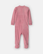 Pijama de terciopelo con pie, rosa liso con parche - Carter's