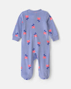 Pijama de terciopelo con pie, tulipanes en azul - Carter's
