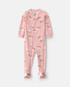 Pijama de terciopelo con pie, vaquitas en rosa