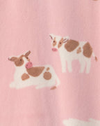 Pijama de terciopelo con pie, vaquitas en rosa - Carter's