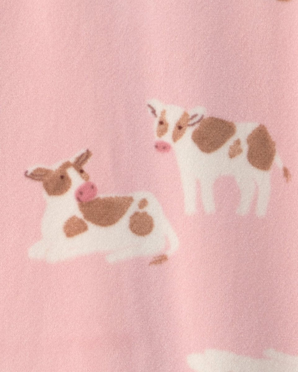 Pijama de terciopelo con pie, vaquitas en rosa - Carter's