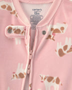 Pijama de terciopelo con pie, vaquitas en rosa - Carter's