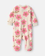 Pijama de terciopelo con pie y cremallera, flores - Carter's