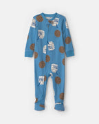 Pijama de una pieza con pie, leche y galletas en azul - Carter's