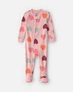 Pijama de una pieza con pie y cremallera, corazones en rosa - Carter's