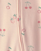 Pijama de una pieza con pie y cremallera, fresas en rosa - Carter's