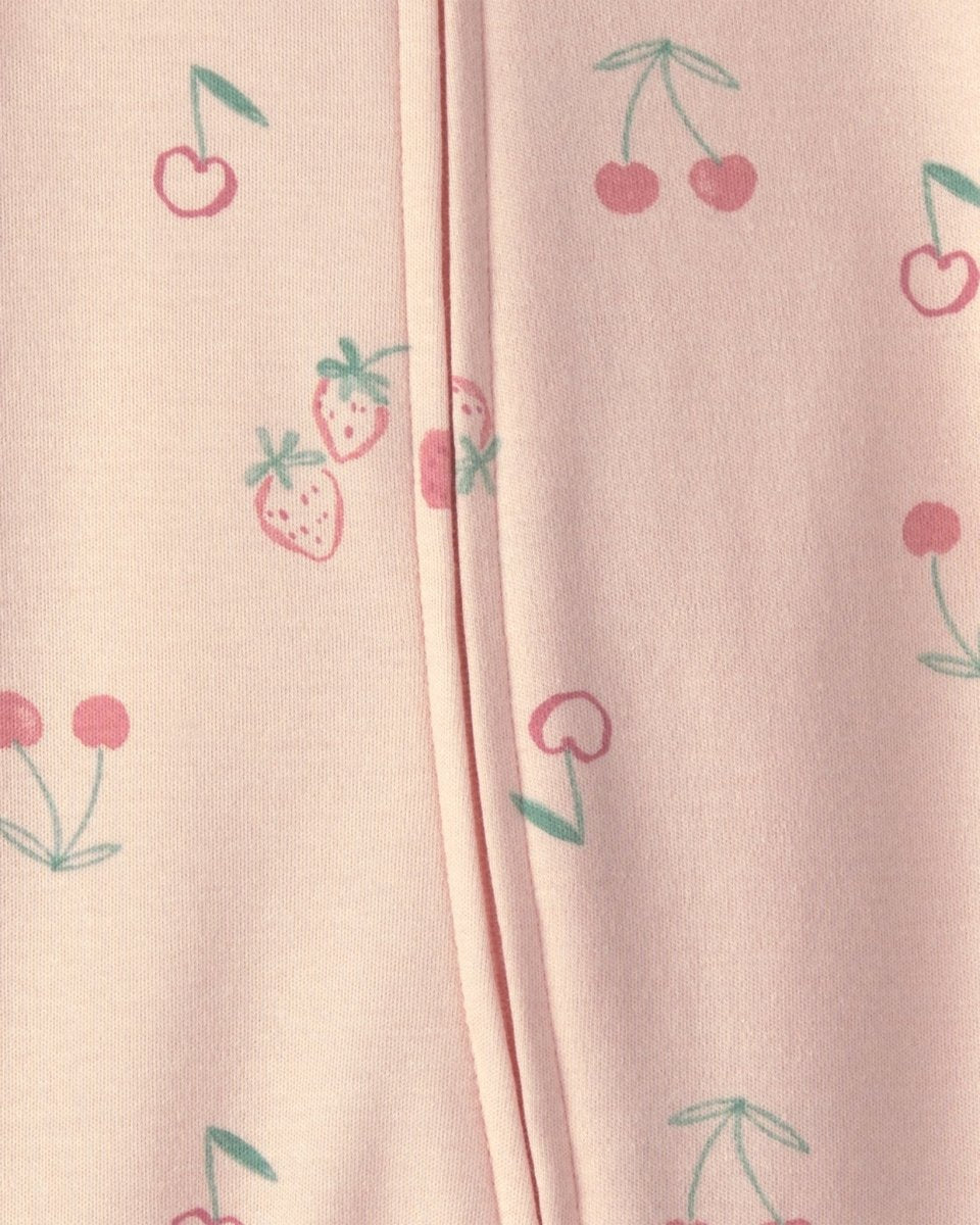 Pijama de una pieza con pie y cremallera, fresas en rosa - Carter's