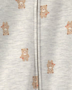 Pijama de una pieza con pie y cremallera, osito en gris - Carter's