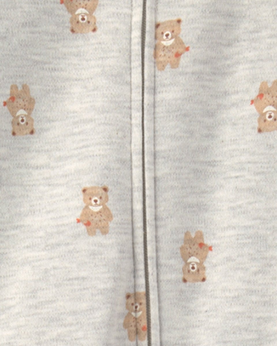 Pijama de una pieza con pie y cremallera, osito en gris - Carter's