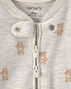 Pijama de una pieza con pie y cremallera, osito en gris - Carter's