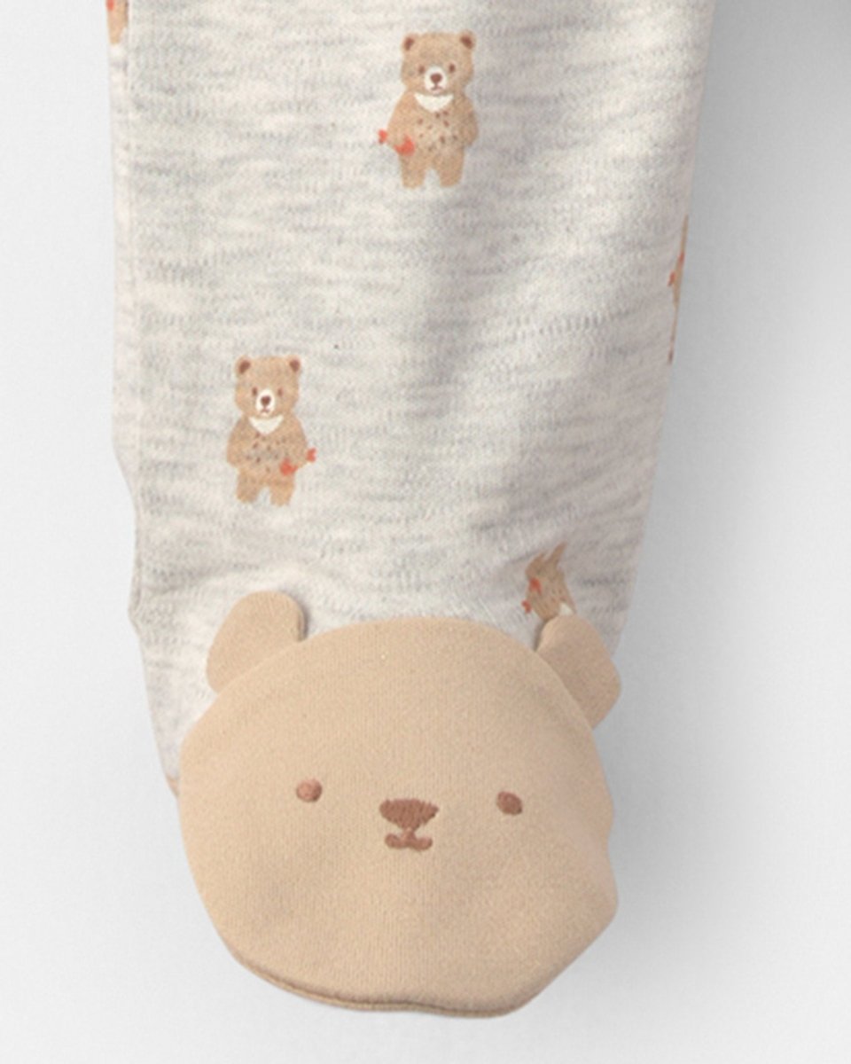 Pijama de una pieza con pie y cremallera, osito en gris - Carter's