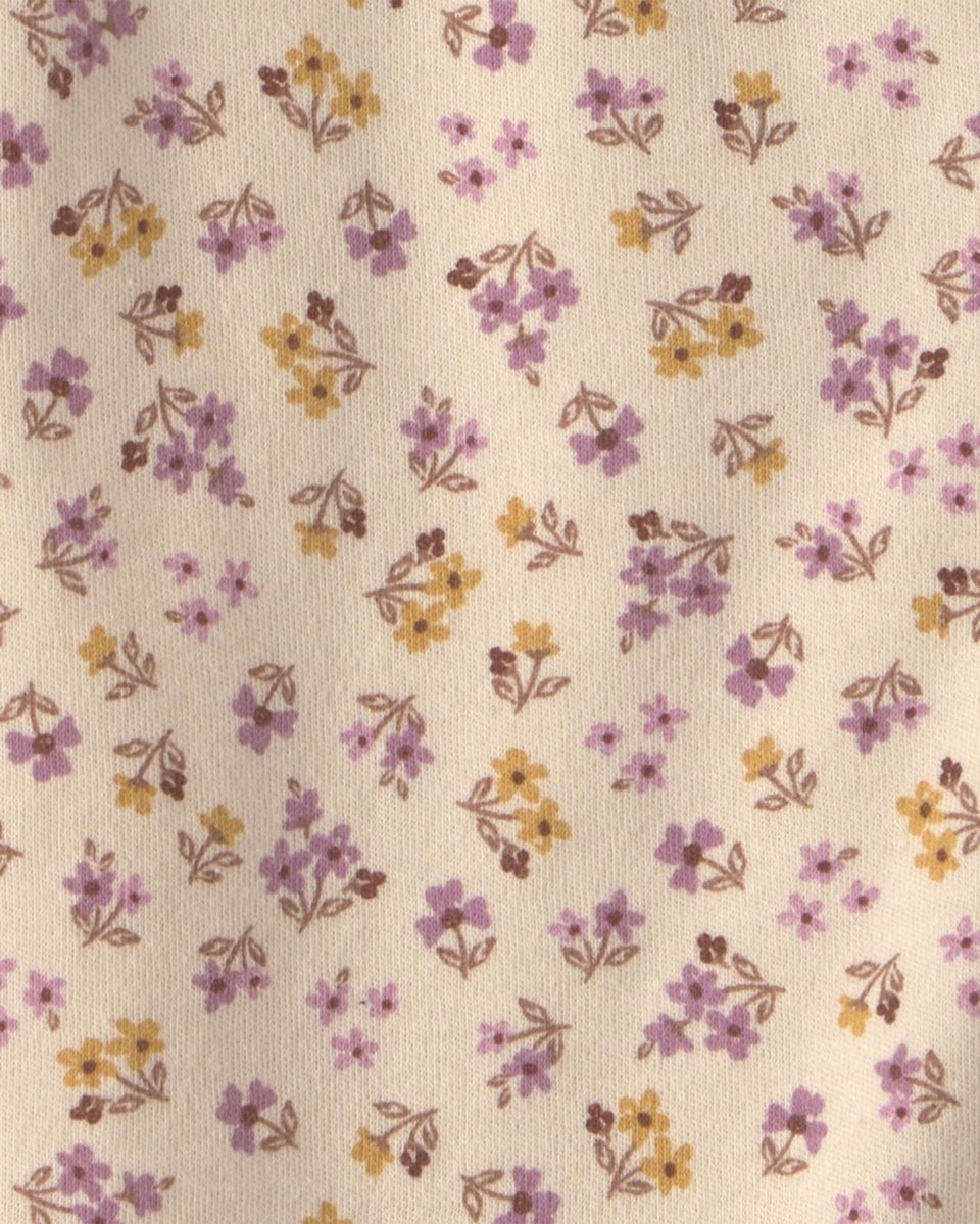 Pijama de una pieza de algodón con pie, flores en crema - Carter's