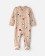 Pijama de una pieza de algodón con pie, granja en beige - Carter's
