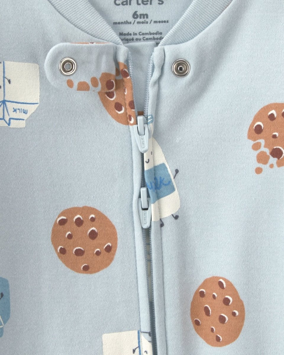 Pijama de una pieza de algodón con pie, leche y galletas - Carter's