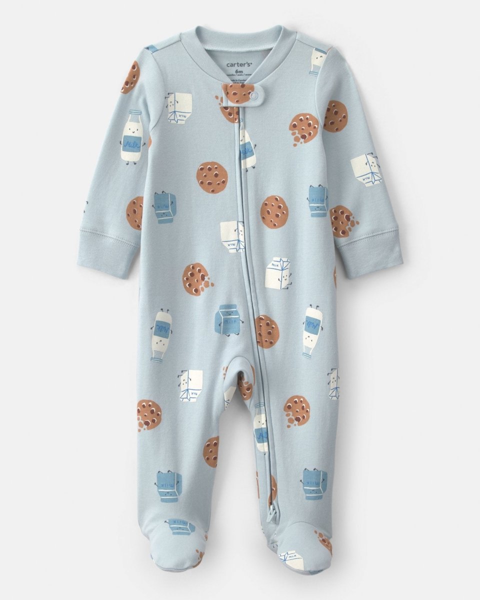 Pijama de una pieza de algodón con pie, leche y galletas - Carter's