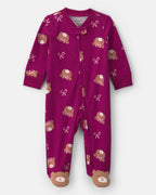 Pijama de una pieza de algodón con pie, osos en morado - Carter's