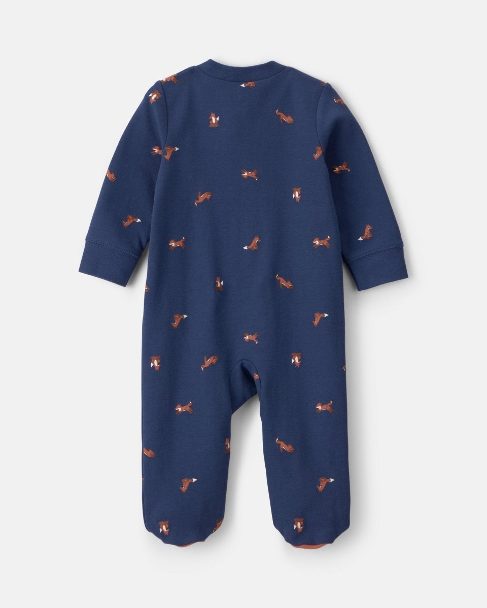 Pijama de una pieza de algodón con pie, zorro azul marino - Carter's