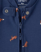 Pijama de una pieza de algodón con pie, zorro azul marino - Carter's