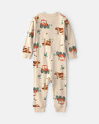 Pijama de una pieza de algodón sin pie, granja en beige - Carter's