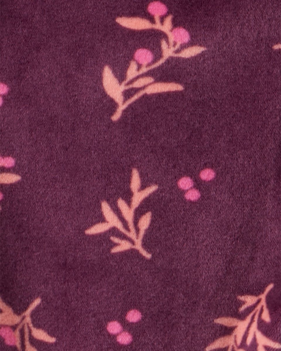 Pijama dos piezas de felpa floral con cinta para el pelo granate - Carter's