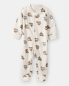Pijama enterizo con pies de camiones de comida en acanalado
