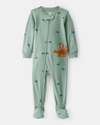Cotton dinosaur all-in-one pyjamas in green