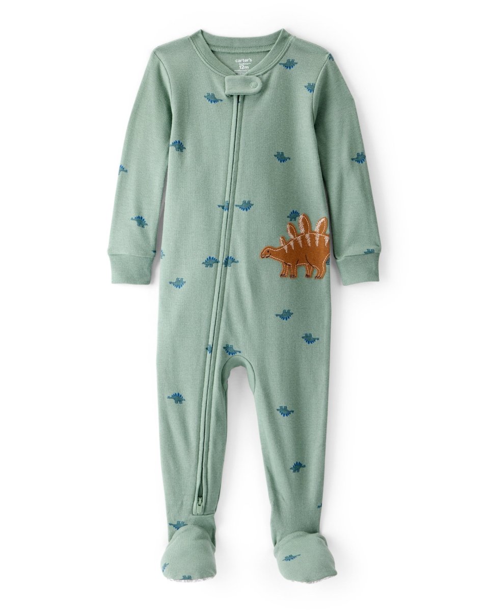 Pijama enterizo de algodón con dinosaurios en verde – Carter's